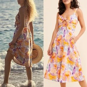 Cecilia Pettersson x Anthropologie Tie-Front Midi Dress